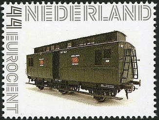 personalised stamp of The Netherlands with trains, trams, stations etc